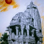 'CHITRAGUPTA TEMPLE' 2004 PENCIL & PASTEL ON PAPER 20" * 24"