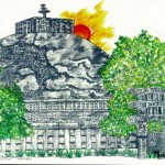 SANCHI STUPA 2004 PENCIL & PASTEL ON PAPER