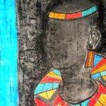 Masai Woman in Her Colourful Beaded Collar (Charcoal & Pastel on Paper)