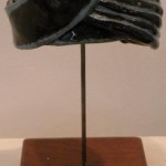 BLACK CERAMIC TURBAN WITH BLUE OUTLINE