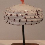 WHITE CERAMIC HEADWEAR WITH RED DOTS